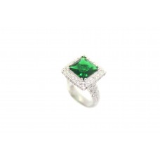 Sterling Silver 925 Ring green white Zircon Gemstone Ring size 14